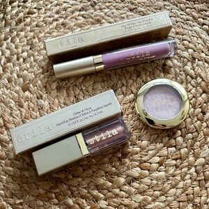 New in box Stila 3 pc Kitten eyeshadow & Baci lipstick set